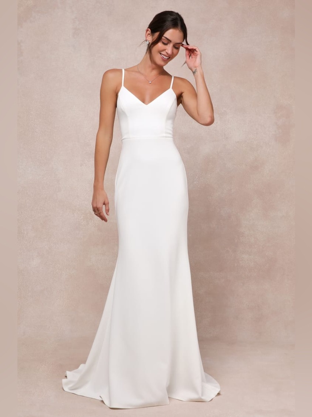 NWT Lulus Feeling of Forever White Sleeveless Mermaid Maxi Dress Size Medium